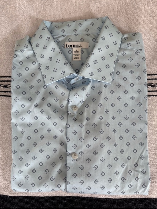 Bar III Other - Bar III Mens Light Blue Micro-Pattern Dress Shirt size L